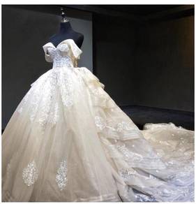 White layered fishtail wedding bridal gown RB1073