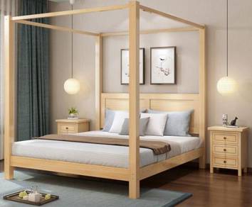 Bed katil tinggi frame wooden king size 1