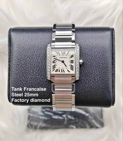 Cartier Tank Franรงaise steel 25mm factory diamond