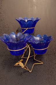 3 Glass Bowl Deco Set with Metal Stand