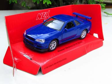 Welly (11cm) Nissan Skyline GT-R (R34) Blue Car