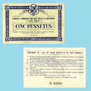 Andorra set of 2 5 Pessetes 1936 - Pick 3 & Pick 8