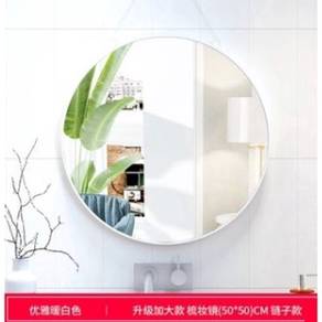 White Putih Oval Round Mirror Beveled Frameless