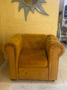 Sofa Chesterfield Velvet Mustard 3+2+1