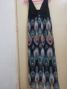 Peacock Print Maxi Dress
