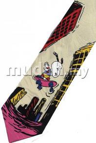 Snoopy City Skating Cartoon Novelty Fancy Neck Tie