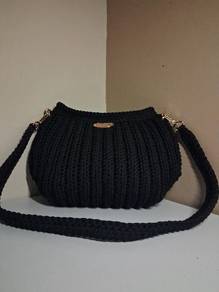 Black Handmade Crocheted Bag