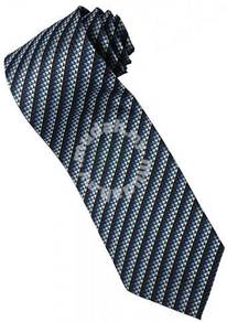 EDB19 Blue White Snake Skin Strip Formal Neck Tie