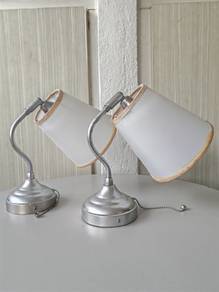 Pair of Silver Gooseneck Wall Lamp with Pull Chain