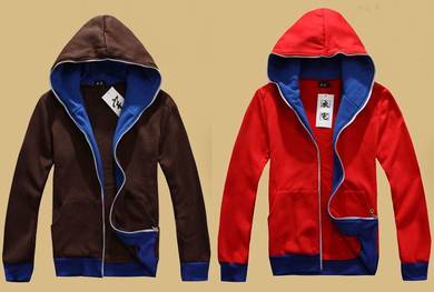 WA0343 Brown Hoodie Colorful Zipper Jacket Sweater