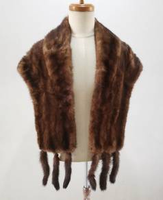 refurbished new dark demi buff mink fur scarf wrap