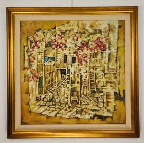 Rustic Courtyard Abstraction – Signed Oil Painting