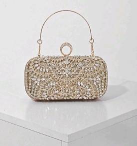 Elegant Women's Crystal Decorated Evening Clutch