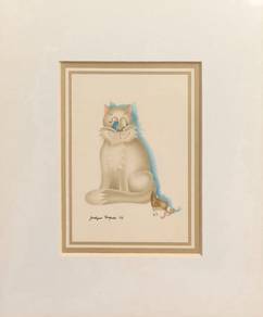 Vintage Cat & Bird I – Jocelyne Forgues (1982)
