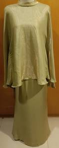 Light Green Baju Kurung Set with Flowy Sleeves