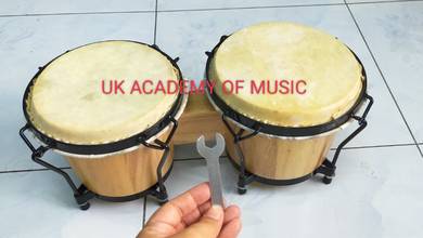 Wood Bongo Drum 6" + 7" Alat Muzik Percussion