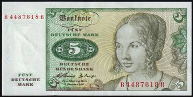 GERMANY 5 Deutsche Mark 1960 Banknote