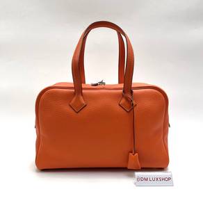Preloved Hermes Victoria II 35 Bag Orange PHW