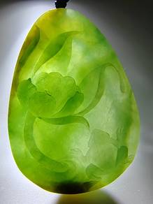 Icy Ice Green Burma Jadeite Jade Lotus Pendant