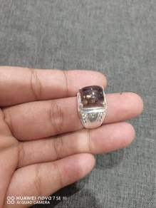 Cincin perak smoke quartz