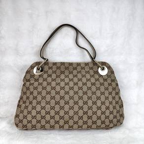 Gucci Eclipse Cloth Brown Tote Bag