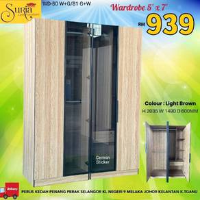 Glass door wardrobe/ Almari Pintu Selak Kaca