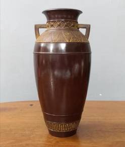 Vintage brass bronze vase with handles