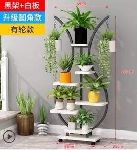 White display rack with wheel plant pot rak roda