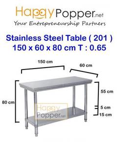 Meja Stainless Steel Table 150 x 60 x 80 cm New