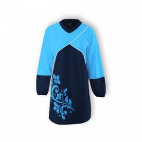 Muslimah With Flora Art Enzo Code 8021 Navy/ Turq