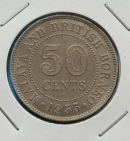 Malaya and British Borneo 50 cents 1955