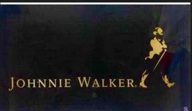 Vintage rare Johnny Walker glass signage