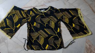 Gemilang Black and Yellow Top Baju blouse  wanita