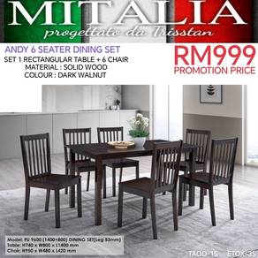 Meja Makan Solid Kayu Murah & Berkualiti | Sale