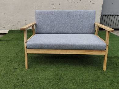 SO16G2 New * Kerusi Kayu Getah 2 Seater Wood Sofa