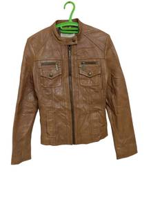 798.michael kors Brown Leather Jacket with Zipper