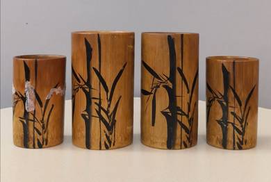 vintage bamboo stationery cups 4