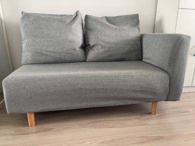 Grey Fabric Sofa with Wooden Legs