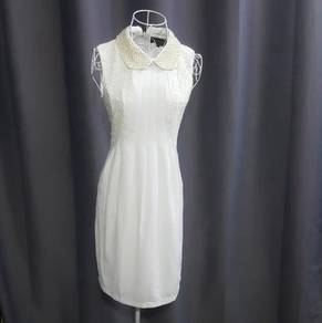 Pearl Colar White Dress