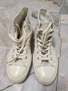 kasut converse highcut leather putih unisex