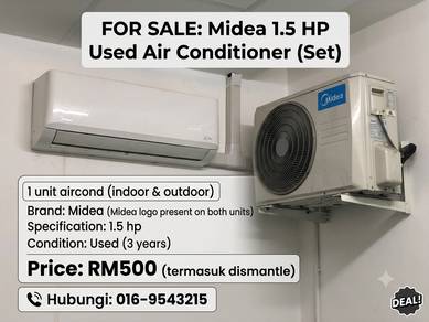 Used Midea Aircond 1.5HP (Indoor + Outdoor)