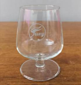 Cawan Qantas Airlines footed glass cup 3