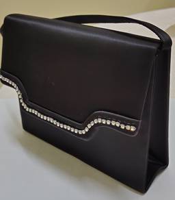 Black Satin Clutch Purse Elegant Evening Bag