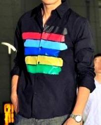 [12.12] Stylish Black Rainbow Shirt KEMEJA HITAM