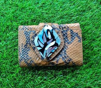 Snakeskin embossed leather wallet