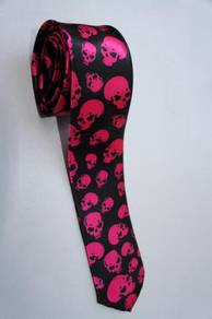 SLIM Halloween Symbol Skull Pink Cartoon Neck Tie