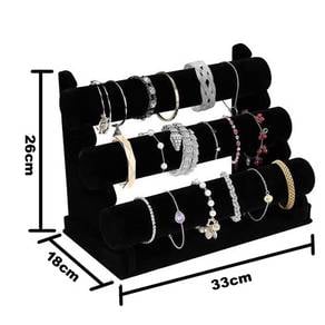 3 Tier Black Velvet Bracelet Watch Display Stand
