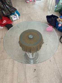 Glass Top Coffee Table with Ornate Base
