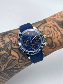 Custom Seiko Mod 39.5mm Navy Blue SpeedTimer Dayto