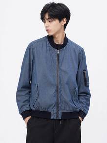 GAP Chambray Bomber Jacket Indigo Blue MA-1